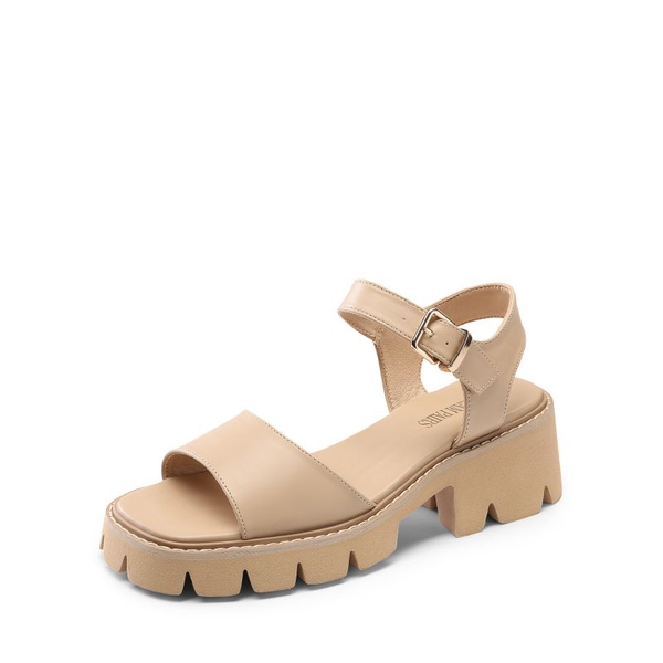  Platform Ankle Strap Chunky Heel Sandals  - NUDE -  0